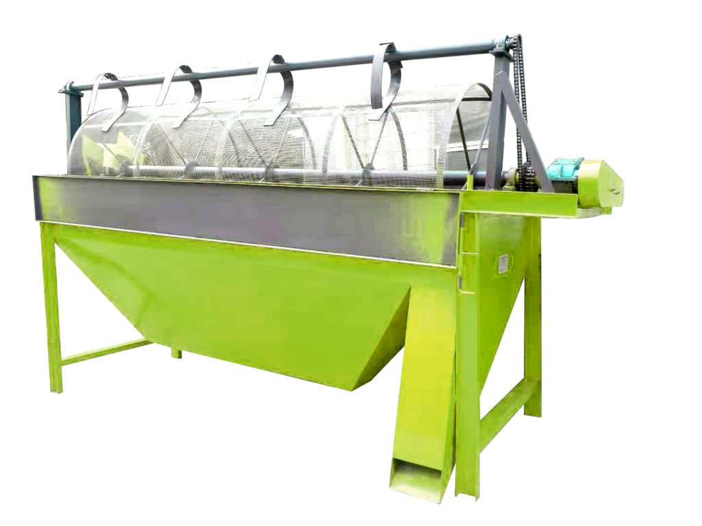 Rotary screening machine for handling npk fertilizer pellets